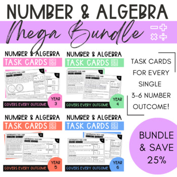 Preview of Number and Algebra Mathematics Task Card MEGA Bundle: Years 3-6