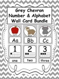 Number and Alphabet Grey Chevron Wall Card BUNDLE