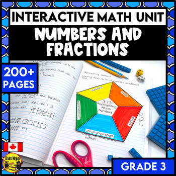Preview of Number and Fractions Interactive Math Unit | Grade 3