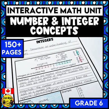 Preview of Number and Integer Concepts Interactive Math Unit | Grade 6
