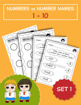 Preview of Number and Number Names worksheet, Number Matching Worksheet1-10, Math Game-Set1