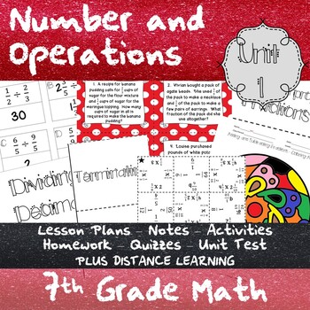Preview of Number and Operations - Unit 1 - 7th Grade + Distance Learning