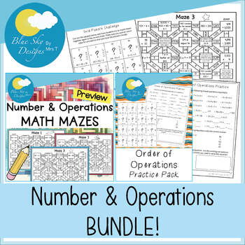 Preview of Number and Operations Review Worksheets BUNDLE