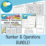 Number and Operations Review Worksheets BUNDLE
