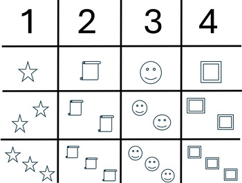 Preview of Number and Picture sort 1-4 counting  cards