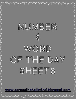Preview of Number and Word of the Day FREEBIE!