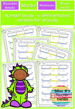 Preview of Year 1/2/3 KS1 KS2 Differentiated Number beads worksheets