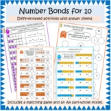Number bonds to 10 differentiated activities with game and
