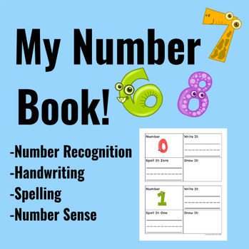 Preview of Number book. Writing, number recognition Kindergarten, Preschool BONUS Spanish