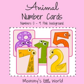 animal number cards pink by mommy s little world tpt