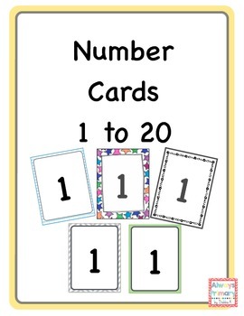 number cards 1 20 by always primary by debbie k tpt