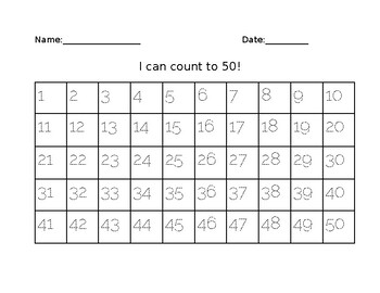 Large Printable Number Chart 1 50