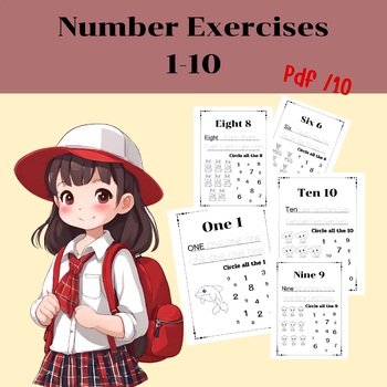 Preview of Number exercises 1-10, Printable preschool activities, worksheet education