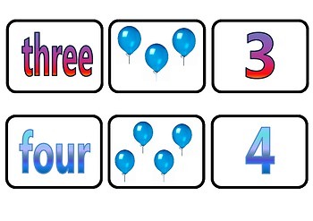 number flashcards 1 10 numeral number and picture by