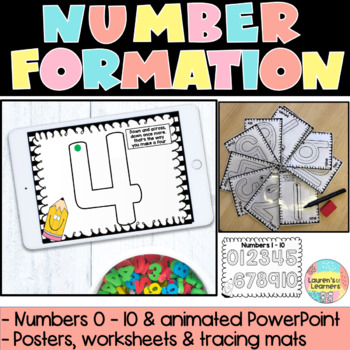 Preview of Number formation rhymes animated PowerPoint, posters & worksheets