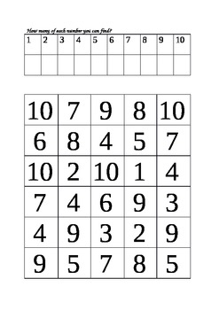Number hunt, number recognition 1- 50 by Happy go lucky creations