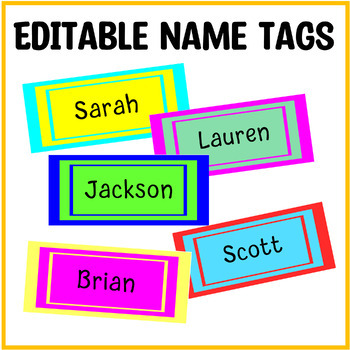 Printable Nametags, Editable Name Tags, Students Name Labels, Name Plates