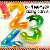 Number lacing cards 0 - 9 | Watercolor