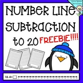 Number Line Subtraction to 20 (Twenty) Worksheets and Prin