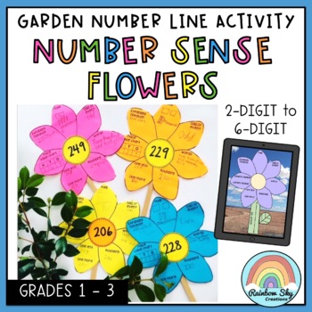 Preview of Number line activity | Spring Number Sense | Place Value Flowers