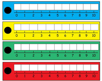 Preview of Number line flashcards 0 to 10 in different colors