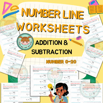 Preview of Number line  Addition & Subtraction worksheets : Number line 0-20