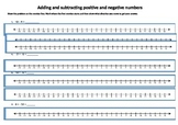 Number lines Worksheet- Positive & Negative numbers Additi
