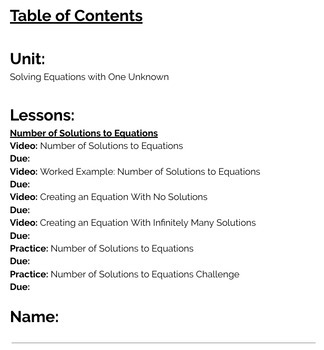 Preview of Number of Solutions to Equations (Khan Graphic Organizer)