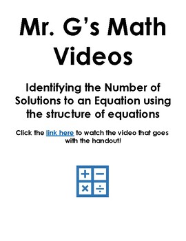 Preview of Number of Solutions to Equations using Structure Video, Notes and Worksheet