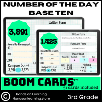 Preview of Number of The Day Base Ten Boom Cards