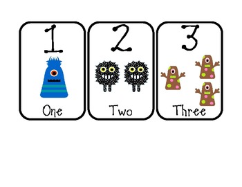 Preview of Number of Week Flash Cards--Monster Themed