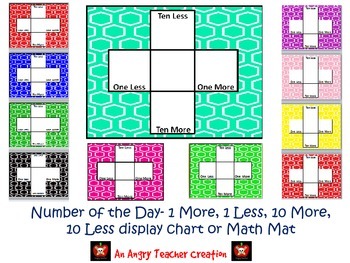 Preview of Number of the Day 1 more, 1 less, 10 more, and 10 less Display Page or Math Mat