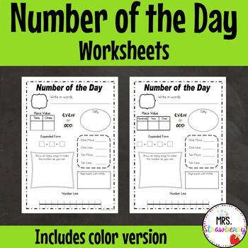 Number of the Day Worksheet Set by Mrs Strawberry | TpT