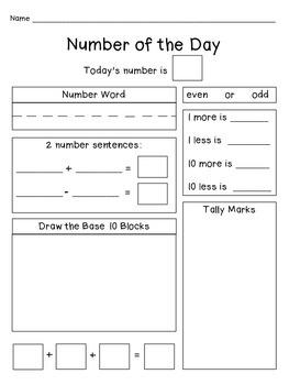 Number of the Day Printables by Kayla Phipps | TPT