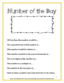 Number Of The Day A Warm Up Math Activity By Teaching Math By Hart