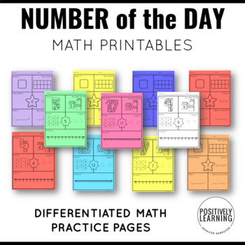 Preview of Number of the Day Worksheets | No Prep Printables, Mini Book, Differentiation