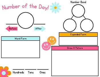 Preview of Number of the Day: Before & After, Expand, Place Value, Number Bond, Word Form,