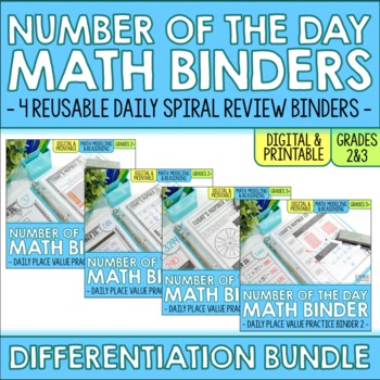 Preview of Number of the Day 2nd & 3rd Grade Math Morning Work Binders | Digital & Print