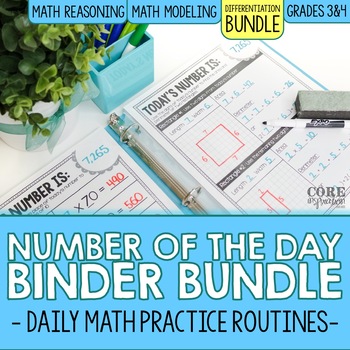 Preview of 3rd & 4th Grade Number of the Day Math Morning Work BUNDLE | Digital & Print