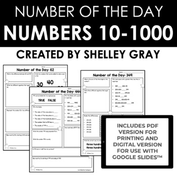 Preview of Number of the Day Daily Number Sense Activities for Numbers Between 10 & 1,000