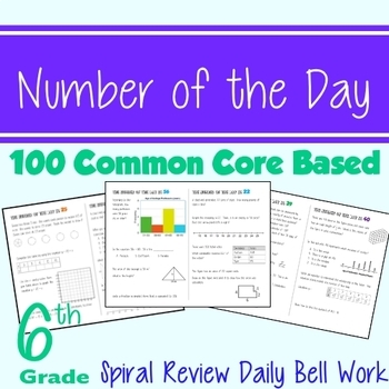 Preview of Number of the Day - Daily Spiral Review Bell Work Warm Up - 6th Grade