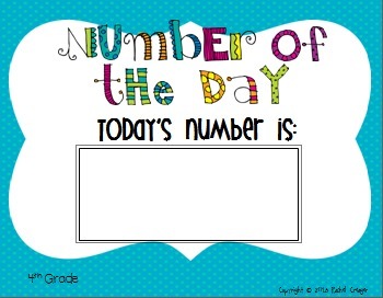 Preview of Number of the Day Fourth Grade Bulletin Board