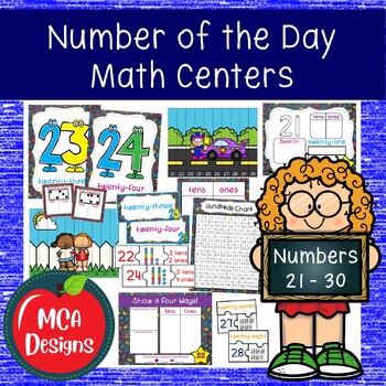 Preview of Number of the Day Math Centers Numbers 21 to 30