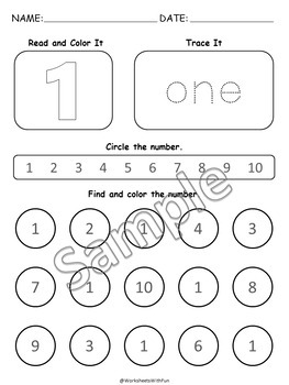 Numbers 1-10 Worksheets, Number of the Day, Kindergarten Math Morning ...
