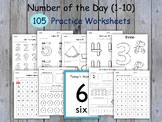 Numbers 1-10 Worksheets, Number of the Day, Kindergarten M