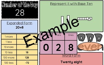 Preview of Number of the Day Number of the Week Printable or Online Manipulative