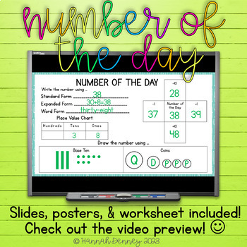 Preview of Number of the Day | Place Value and Number Sense Routine Slides and Worksheet