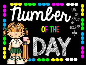 Number of the Day Pocket Chart Black and White Chalkboard | TPT