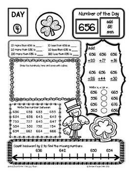 Number of the Day (St Patty *FREEBIE* } Second Grade by Mrs Balius