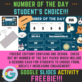 Preview of Number of the Day Student's Choice FREEBIE! Distance Learning • Google Classroom